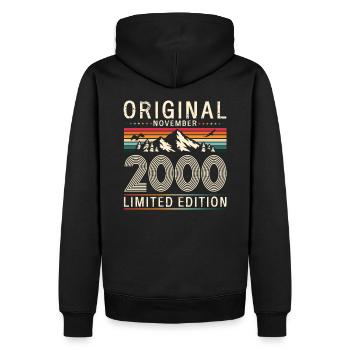 24. Geburtstag Vintage November 2000 Jahrgang - Männer Premium Bio Hoodie - Schwarz - Hinten - Nico (187cm)