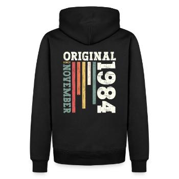 40e anniversaire Légende Novembre 1984 Volume 84 - Sweat à capuche Premium bio Homme - noir - Dos - Nico (187cm)