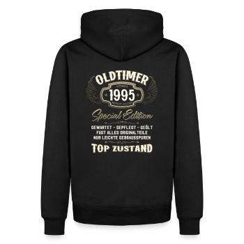 30ème Anniversaire Voiture Classique Décembre 1995 Millésime 95 - Sweat à capuche Premium bio Homme - noir - Dos - Nico (187cm)