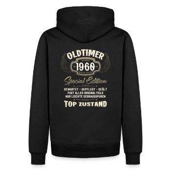 65ème Anniversaire Voiture Classique Décembre 1960 Millésime 60 - Sweat à capuche Premium bio Homme - noir - Dos - Nico (187cm)