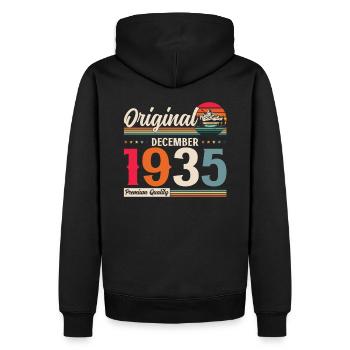90e anniversaire Original Décembre 1935 Volume 35 - Sweat à capuche Premium bio Homme - noir - Dos - Nico (187cm)