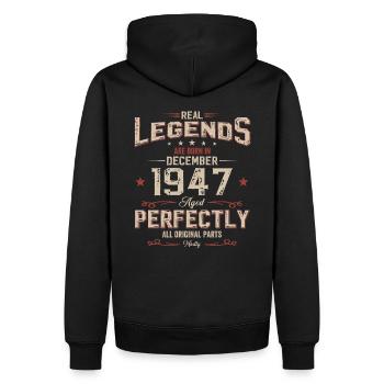 77th Birthday Original December 1947 Volume 47 - Men’s Premium Organic Hoodie - black - Back - Nico (187cm)