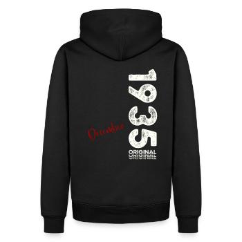 90e anniversaire Original Décembre 1935 Volume 35 - Sweat à capuche Premium bio Homme - noir - Dos - Nico (187cm)