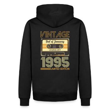 30ème Anniversaire Millésime Janvier 1995 Cassette 95 - Sweat à capuche Premium bio Homme - noir - Dos - Nico (187cm)