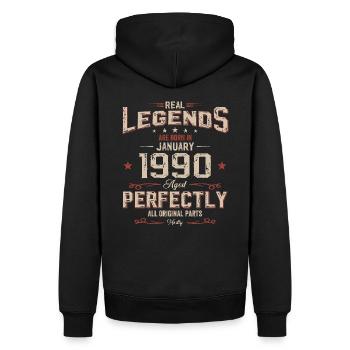 35e anniversaire Légendaire depuis janvier Né en 1990 - Sweat à capuche Premium bio Homme - noir - Dos - Nico (187cm)
