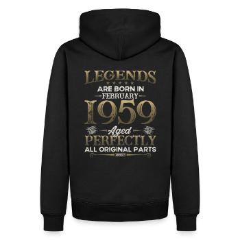 66e anniversaire Original Février 1959 Volume 59 - Sweat à capuche Premium bio Homme - noir - Dos - Nico (187cm)