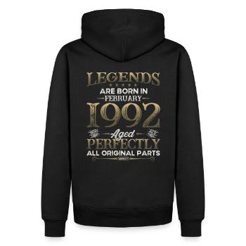 33e anniversaire Légendaire depuis février Né en 1992 - Sweat à capuche Premium bio Homme - noir - Dos - Nico (187cm)