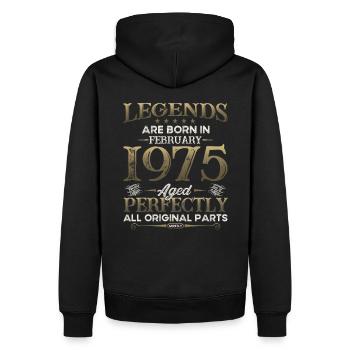50th Birthday Original February 1975 Volume 75 - Men’s Premium Organic Hoodie - black - Back - Nico (187cm)