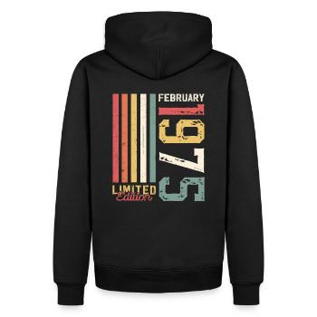50th Birthday Gift Husband Original February 1975 - Men’s Premium Organic Hoodie - black - Back - Nico (187cm)