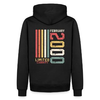 25ème anniversaire cadeau mari Original février 2000 - Sweat à capuche Premium bio Homme - noir - Dos - Nico (187cm)