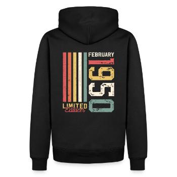 75ème anniversaire cadeau mari Original février 1950 - Sweat à capuche Premium bio Homme - noir - Dos - Nico (187cm)