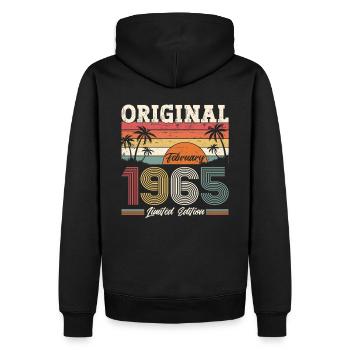 60. Geburtstag Geschenk Mann Original Februar 1965 - Männer Premium Bio Hoodie - Schwarz - Hinten - Nico (187cm)