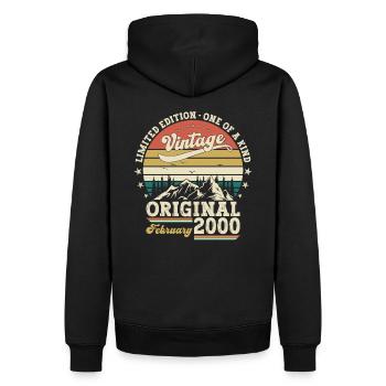 25ème anniversaire cadeau mari Original février 2000 - Sweat à capuche Premium bio Homme - noir - Dos - Nico (187cm)