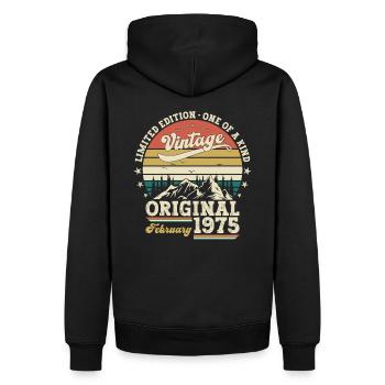50th Birthday Gift Husband Original February 1975 - Men’s Premium Organic Hoodie - black - Back - Nico (187cm)