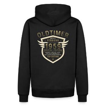 66. Geburtstag Oldtimer Februar Jahrgang 1959 - Männer Premium Bio Hoodie - Schwarz - Hinten - Nico (187cm)
