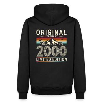 25ème anniversaire cadeau mari Original février 2000 - Sweat à capuche Premium bio Homme - noir - Dos - Nico (187cm)