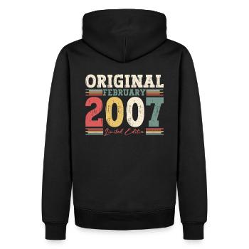 18. Geburtstag Geschenk Mann Original Februar 2007 - Männer Premium Bio Hoodie - Schwarz - Hinten - Nico (187cm)