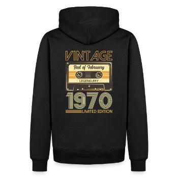 Cassette du 55e anniversaire février 1970 - Sweat à capuche Premium bio Homme - noir - Dos - Nico (187cm)