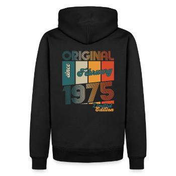 50th Birthday Gift Husband Original February 1975 - Men’s Premium Organic Hoodie - black - Back - Nico (187cm)