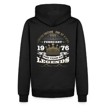 49ème anniversaire cadeau mari Original février 1976 - Sweat à capuche Premium bio Homme - noir - Dos - Nico (187cm)