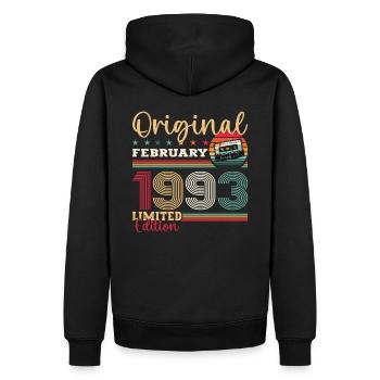 Cadeau d'anniversaire 32 ans Homme Original Février 1993 - Sweat à capuche Premium bio Homme - noir - Dos - Nico (187cm)