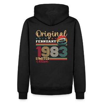 Cadeau d'anniversaire 42 ans Homme Original Février 1983 - Sweat à capuche Premium bio Homme - noir - Dos - Nico (187cm)