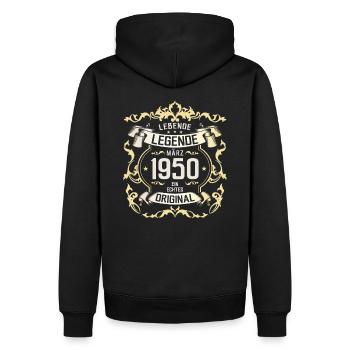 75ème anniversaire cadeau mari Original mars 1950 - Sweat à capuche Premium bio Homme - noir - Dos - Nico (187cm)