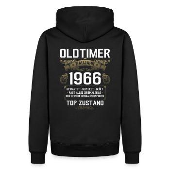 60. Geburtstag Oldtimer 1966 Jahrgang 66 - Männer Premium Bio Hoodie - Schwarz - Hinten - Nico (187cm)