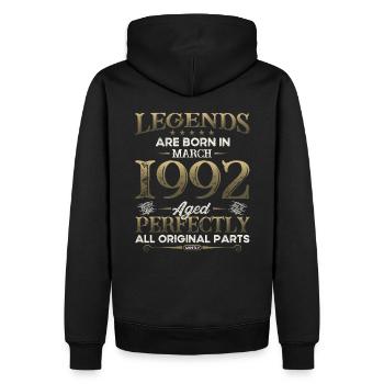 33rd Birthday Legend March 1992 Volume 92 - Men’s Premium Organic Hoodie - black - Back - Nico (187cm)