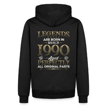 35ème anniversaire cadeau mari Original mars 1990 - Sweat à capuche Premium bio Homme - noir - Dos - Nico (187cm)