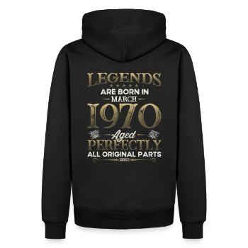 55ème anniversaire cadeau mari Original mars 1970 - Sweat à capuche Premium bio Homme - noir - Dos - Nico (187cm)