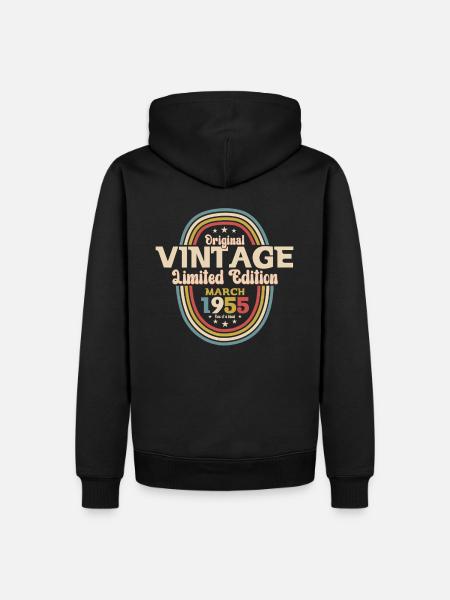 70th Birthday Gift Man Vintage March 1955 - Men’s Premium Organic Hoodie - black