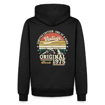 50th Birthday Gift Husband Vintage March 1975 - Men’s Premium Organic Hoodie - black - Back - Nico (187cm)