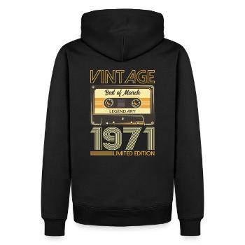 55ème anniversaire cadeau mari cassette mars 1971 - Sweat à capuche Premium bio Homme - noir - Dos - Nico (187cm)
