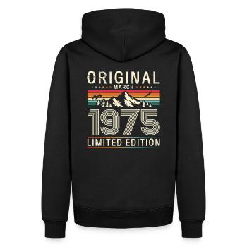 50th Birthday Gift Husband Original March 1975 - Men’s Premium Organic Hoodie - black - Back - Nico (187cm)