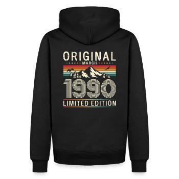 35ème anniversaire cadeau mari Original mars 1990 - Sweat à capuche Premium bio Homme - noir - Dos - Nico (187cm)