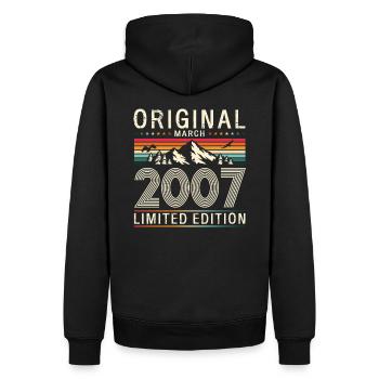18. Geburtstag Geschenk Mann Vintage März 2007 - Männer Premium Bio Hoodie - Schwarz - Hinten - Nico (187cm)