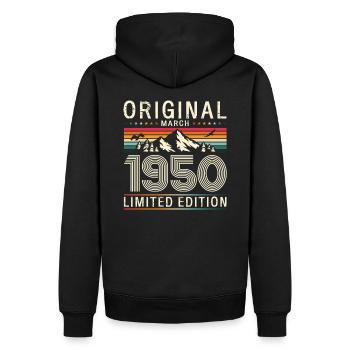 75ème anniversaire cadeau mari Original mars 1950 - Sweat à capuche Premium bio Homme - noir - Dos - Nico (187cm)