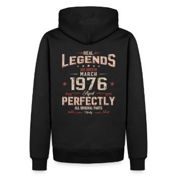 50ème anniversaire cadeau mari Original mars 1976 - Sweat à capuche Premium bio Homme - noir - Dos - Nico (187cm)