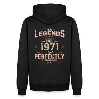 54ème anniversaire cadeau mari légende avril 1971 - Sweat à capuche Premium bio Homme - noir - Dos - Nico (187cm)