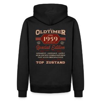 66. Geburtstag Oldtimer April Jahrgang 1959 - Männer Premium Bio Hoodie - Schwarz - Hinten - Nico (187cm)