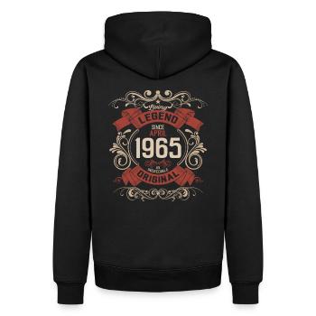 60e anniversaire Légende April Née en 1965 - Sweat à capuche Premium bio Homme - noir - Dos - Nico (187cm)