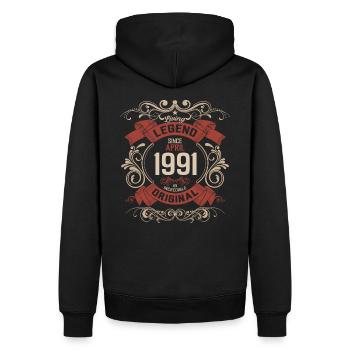 34ème anniversaire cadeau mari légende avril 1991 - Sweat à capuche Premium bio Homme - noir - Dos - Nico (187cm)