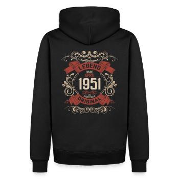 75e anniversaire Légende April Née en 1951 - Sweat à capuche Premium bio Homme - noir - Dos - Nico (187cm)