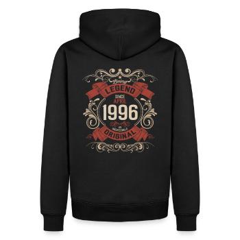 30ème anniversaire cadeau mari légende avril 1996 - Sweat à capuche Premium bio Homme - noir - Dos - Nico (187cm)