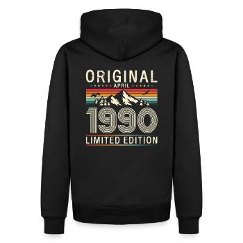 35ème anniversaire cadeau mari Original avril 1990 - Sweat à capuche Premium bio Homme - noir - Dos - Nico (187cm)