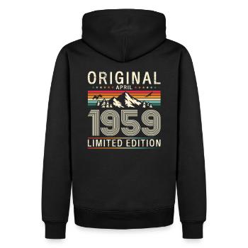 66. Geburtstag Original April Jahrgang 1959 - Männer Premium Bio Hoodie - Schwarz - Hinten - Nico (187cm)
