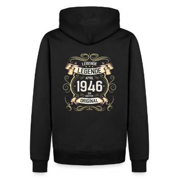 80. Geburtstag Legende April Jahrgang 1946 - Männer Premium Bio Hoodie - Schwarz - Hinten - Nico (187cm)