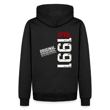 34ème anniversaire cadeau mari Original avril 1991 - Sweat à capuche Premium bio Homme - noir - Dos - Nico (187cm)