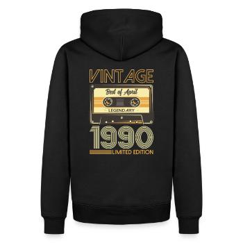 35ème anniversaire cadeau mari cassette avril 1990 - Sweat à capuche Premium bio Homme - noir - Dos - Nico (187cm)